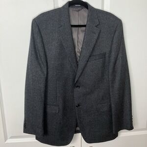Lauren‎ Ralph Lauren Mens 42R Gray Wool Blazer Sport Coat Silk Pocket Square